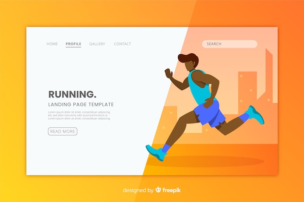 Sport landing page flat design