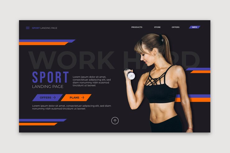 無料Vector 画像付きのスポーツランディングページテンプレート