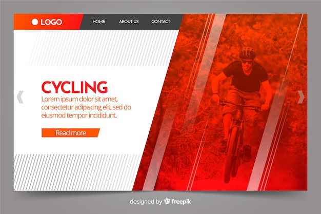 Sport landing page template with photo