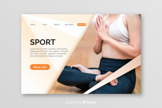 Modello di landing page sportiva con foto