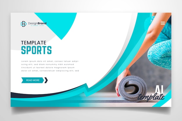 Sport landing page template with photo