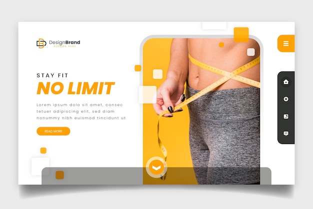 Free vector sport landing page template with photo