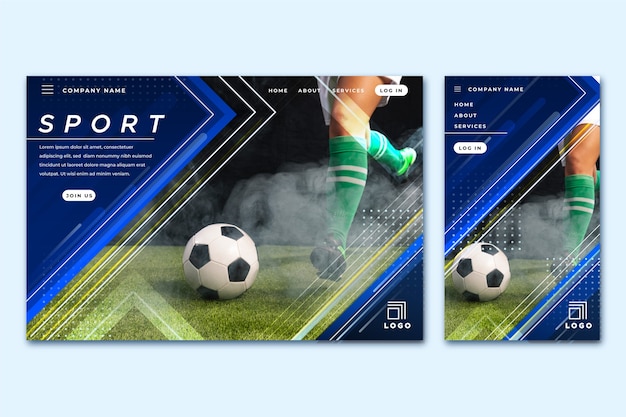 Sport landing page template with photo