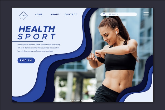 Sport landing page template with photo