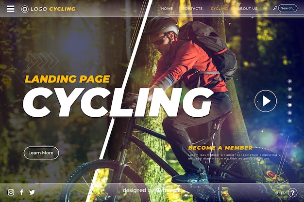 Sport landing page template with photo