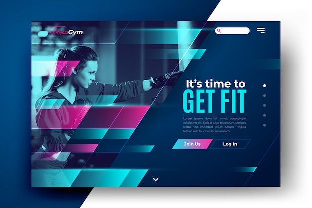 Sport landing page template with photo