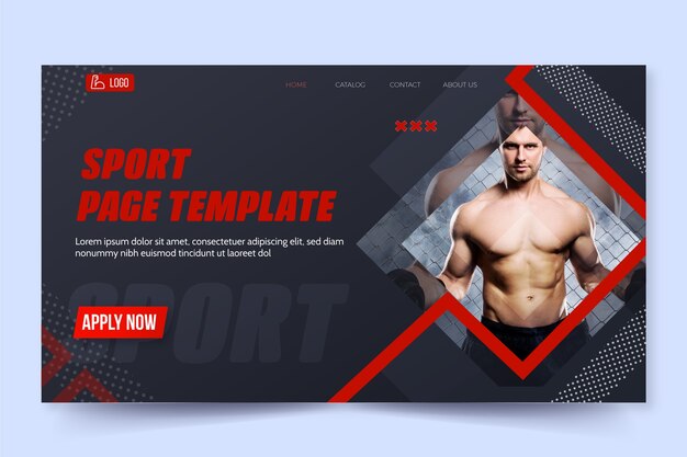 Sport landing page template with photo