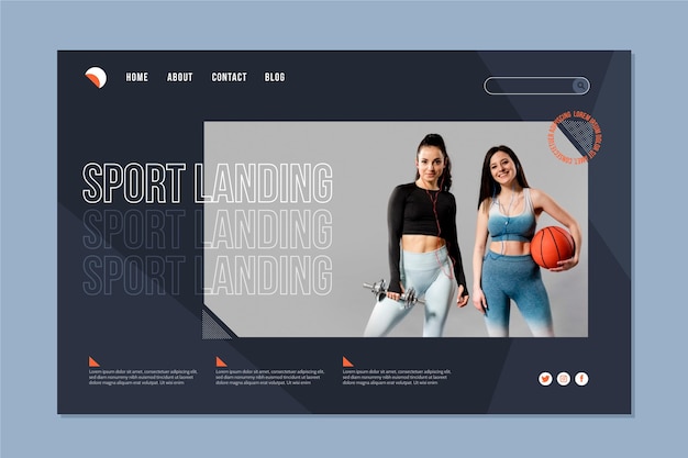 Free vector sport landing page template