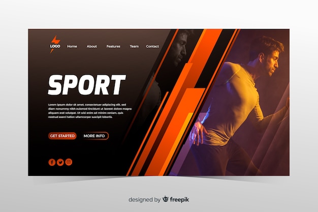 Free vector sport landing page template