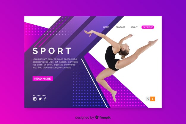 Pagina di destinazione sportiva con ballerina