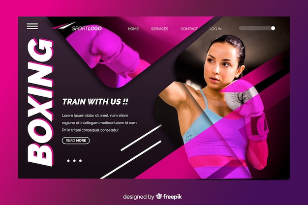 Free vector sport landing page with boxing