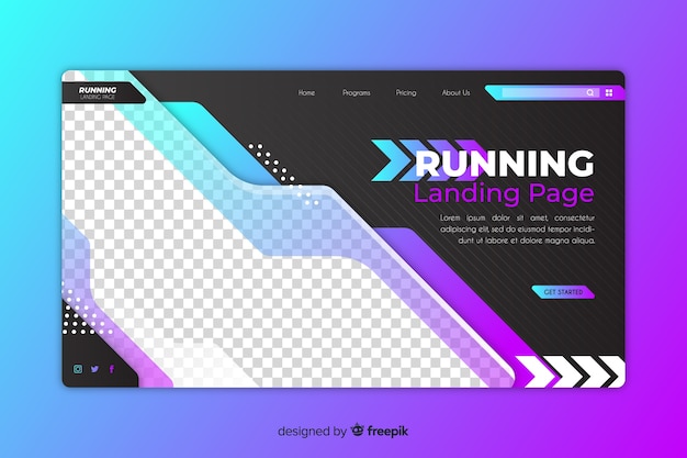 Sport landing page with gradient
