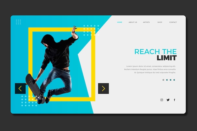 Free vector sport landing page with image