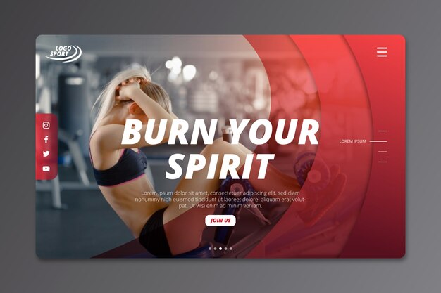 Sport landing page with image