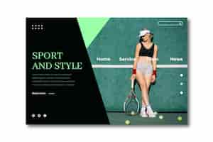 Free vector sport landing page with image