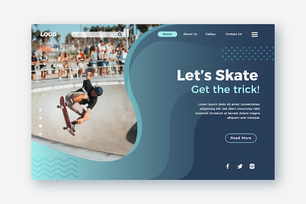 Sport landing page with image