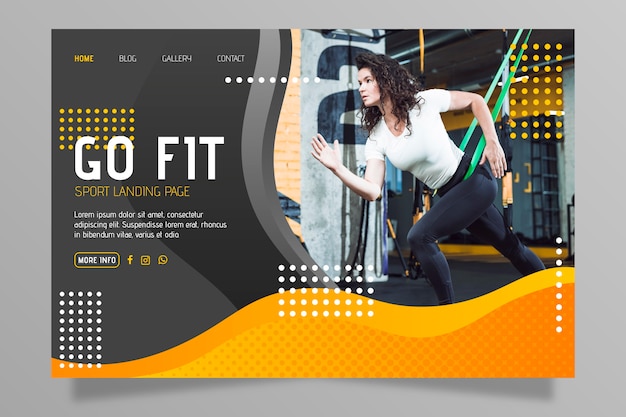 Free vector sport landing page with image