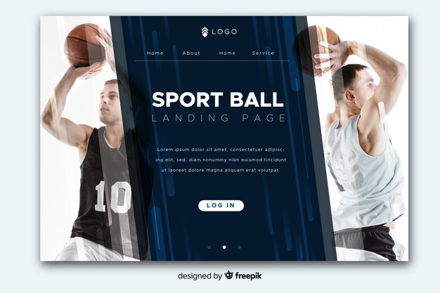 Sport landing page with photo and diagonal copy-space