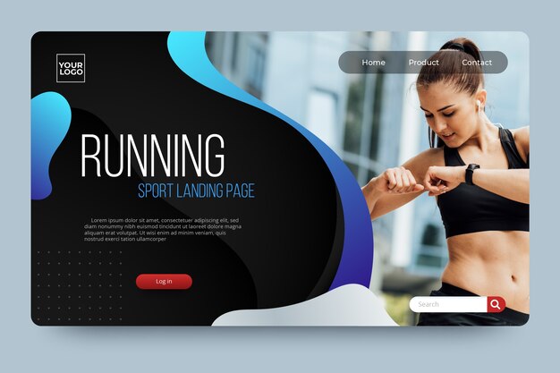 Sport landing page with photo with fit girl