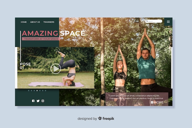 Sport landing page with photo