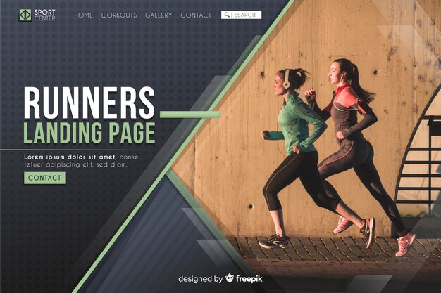 Sport landing page with photo