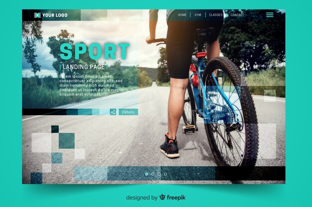 Sport landing page with photo