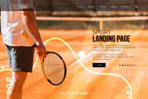 Free vector sport landing page with photo