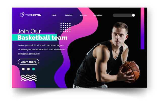 Sport landing page with photo