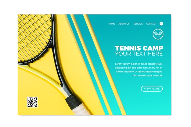 Free vector sport landing page with photo