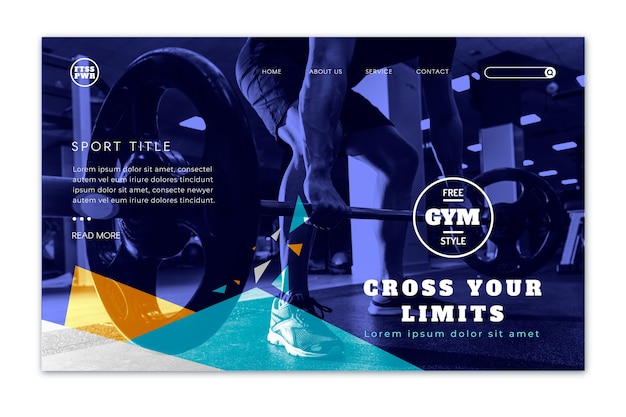 Free vector sport landing page with photo