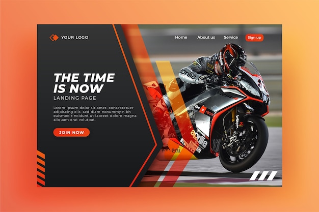 Sport landing page with photo