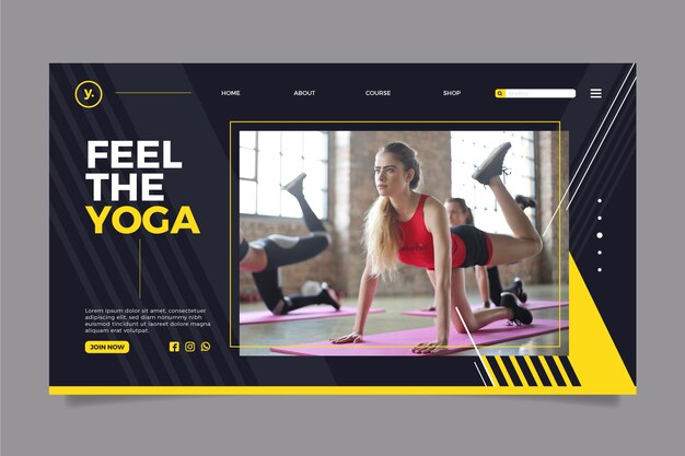 Sport landing page with photo