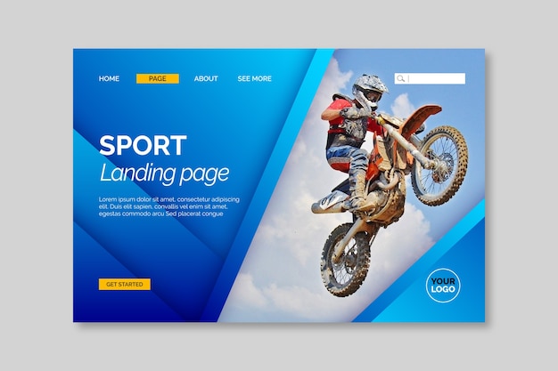 Sport landing page with photo