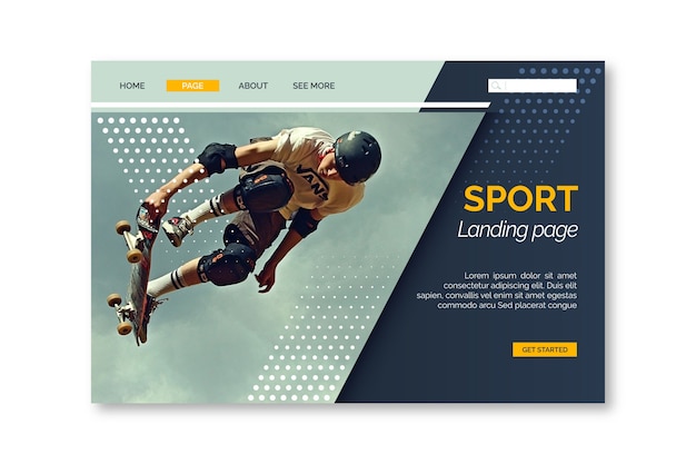 Sport landing page with photo