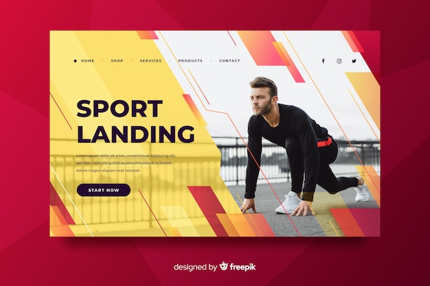 Sport landing page with photo