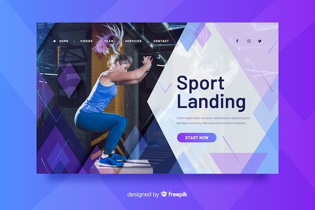 Sport landing page with photo