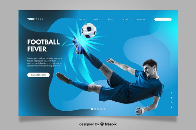 Sport landing page with photo