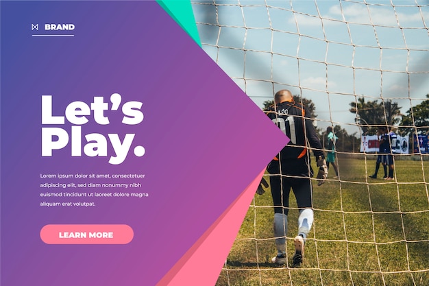 Free vector sport landing page with picture