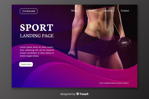 Sport landing page with woman belly