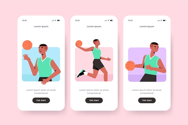 Free vector sport onboarding app screens