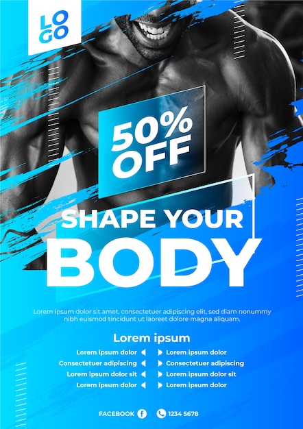 Sport poster design with discount