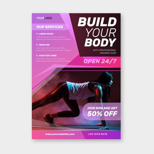 Free vector sport poster design with photo