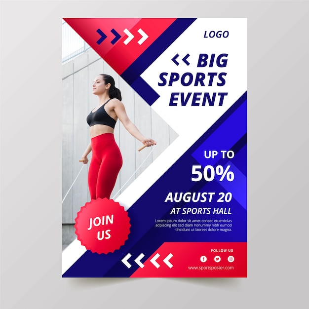 Free vector sport poster event with photo