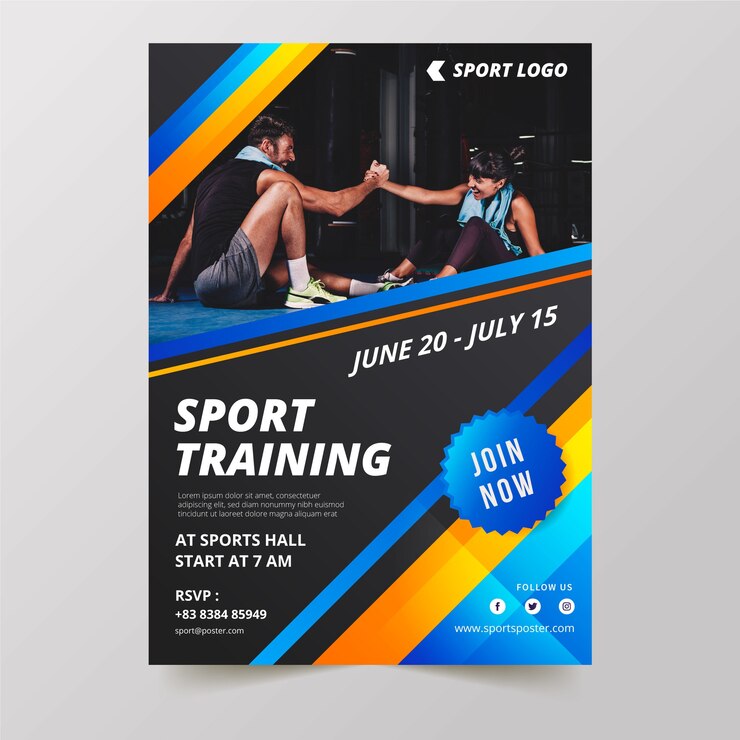 無料Vector 写真付きスポーツポスタースタイル