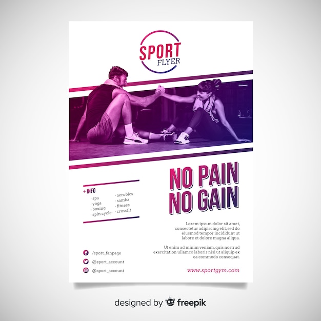 Sport Poster Template with Chiaroscuro Photo – Free Vector Download | Vector Templates