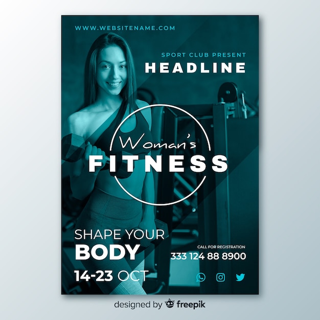 Free vector sport poster template with image