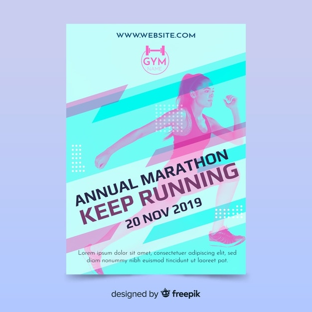 Free vector sport poster template with image