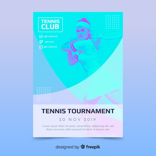 Free vector sport poster template with photo