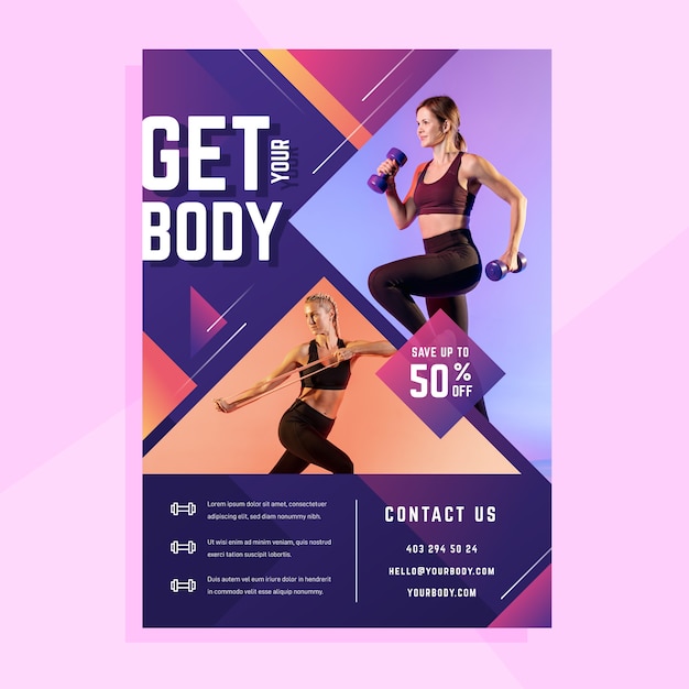 Sport poster template with photo