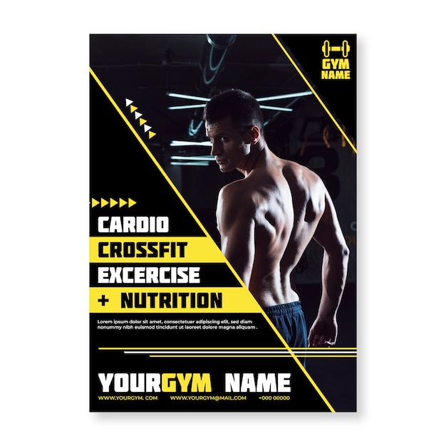 Free vector sport poster template with photo